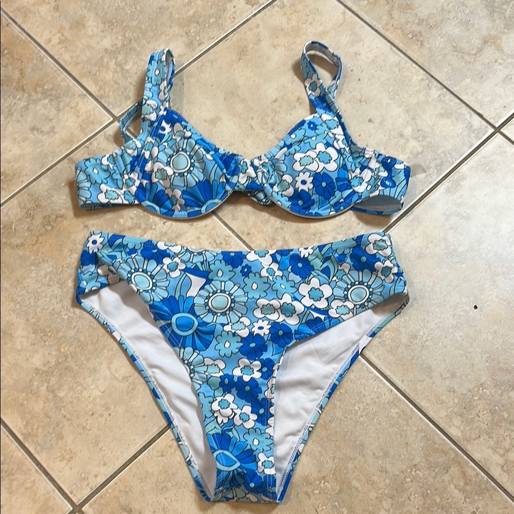 Floral Blue Bikini Set 3/$15